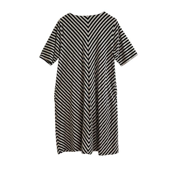Gudrun Sjoden Organic Cotton A Line Short Sleeve Striped Dress Large Pockets - Picture 3 of 4